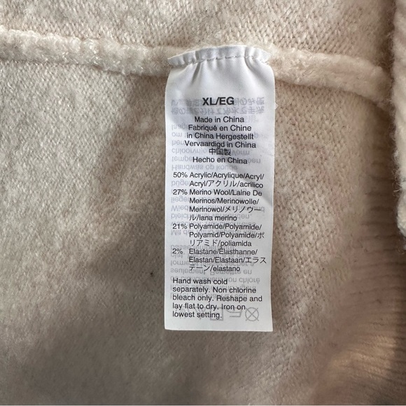 Madewell Cream Pullover Pom Pom Sweater | Size XL - Picture 6 of 6